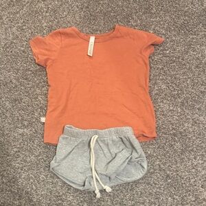 Childhoods Orange T-Shirt and Gray Shorts Set